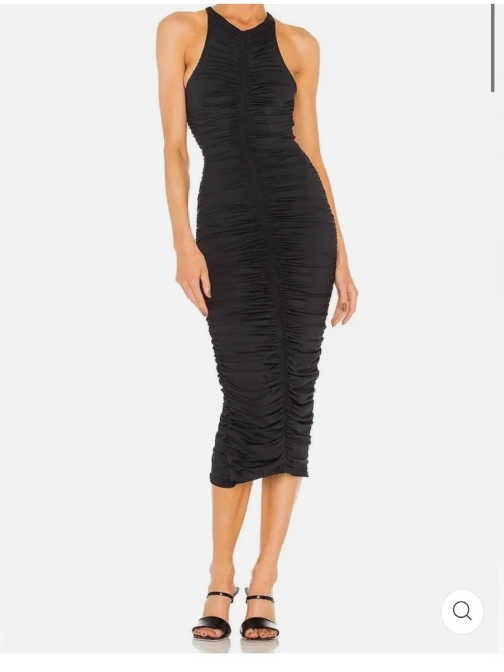 A.L.C. Black Ruched Halter Midi Dress